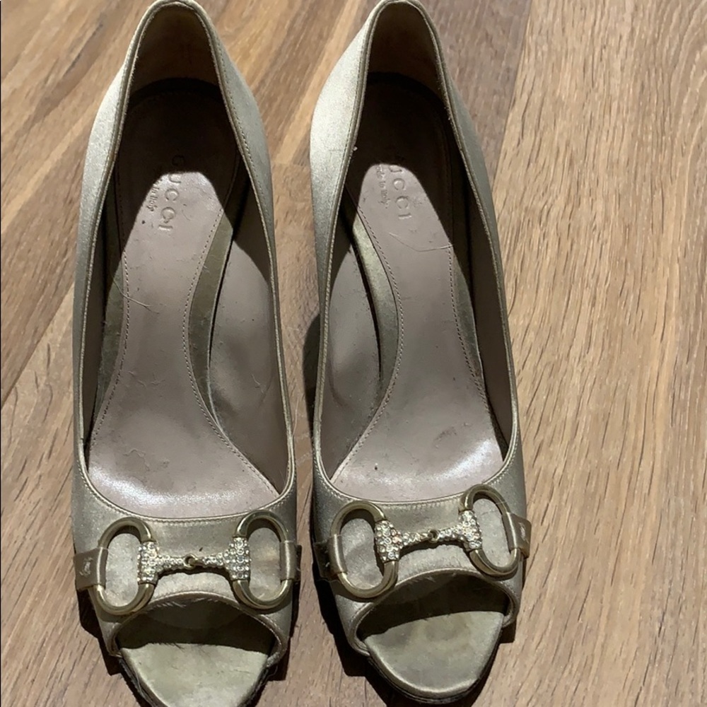 Gucci Satin embellished heels